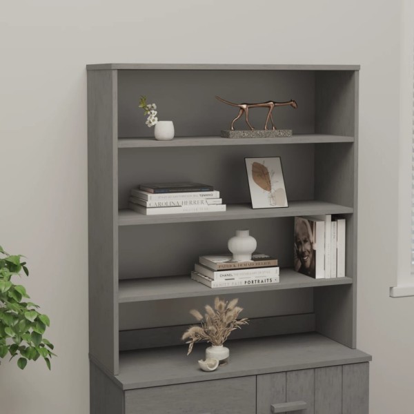 Aparador superior HAMAR pino macizo gris claro 90x30x100 cm