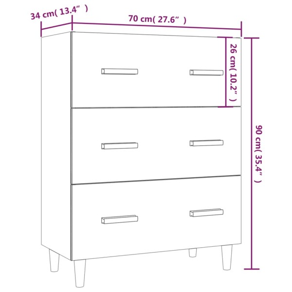 Aparador de madera contrachapada roble Sonoma 70x34x90 cm