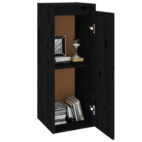 Armario de pared de madera maciza de pino negro 30x30x80 cm