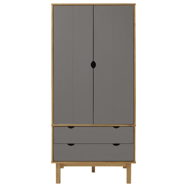 Armario OTTA madera maciza pino marrón y gris 76,5x53x172 cm