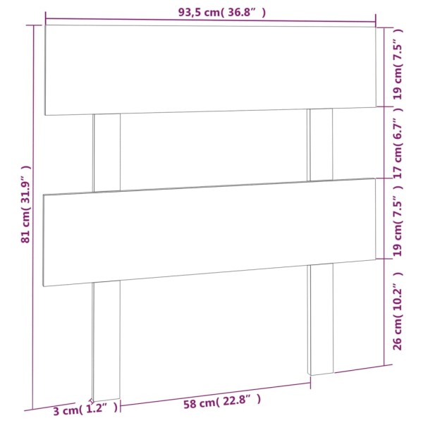 Cabecero de cama madera maciza de pino gris 93,5x3x81 cm