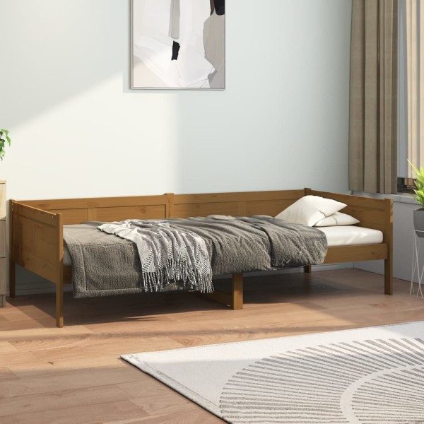 Sofá cama de madera maciza de pino marrón miel 90x190 cm