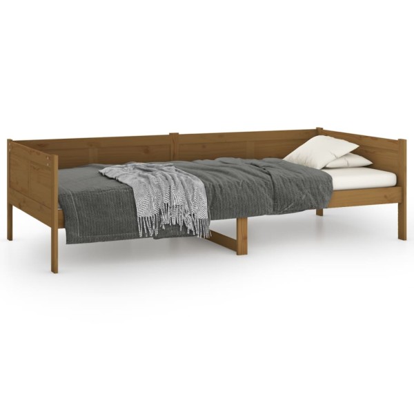 Sofá cama de madera maciza de pino marrón miel 90x190 cm