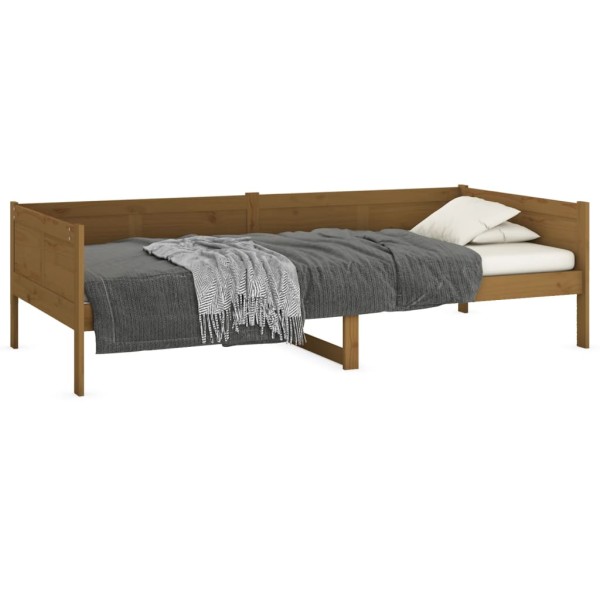 Sofá cama de madera maciza de pino marrón miel 90x190 cm