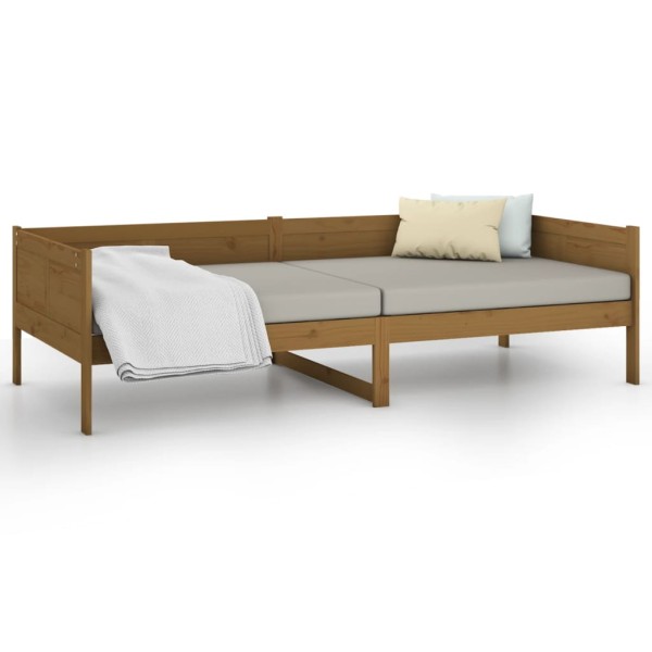 Sofá cama de madera maciza de pino marrón miel 90x190 cm