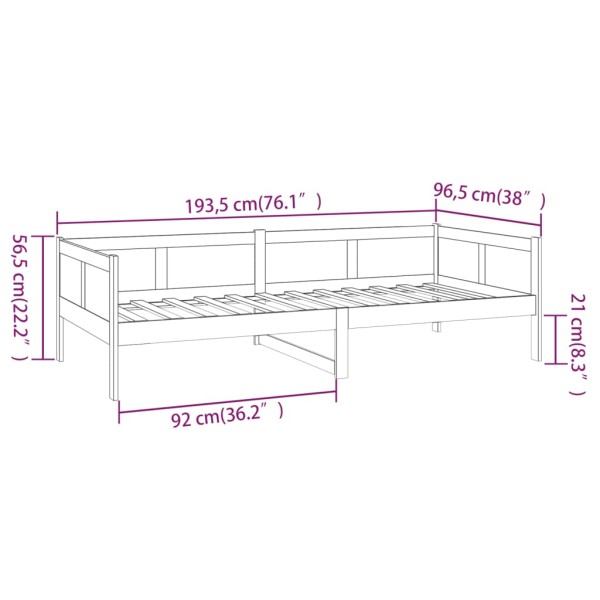 Sofá cama de madera maciza de pino marrón miel 90x190 cm