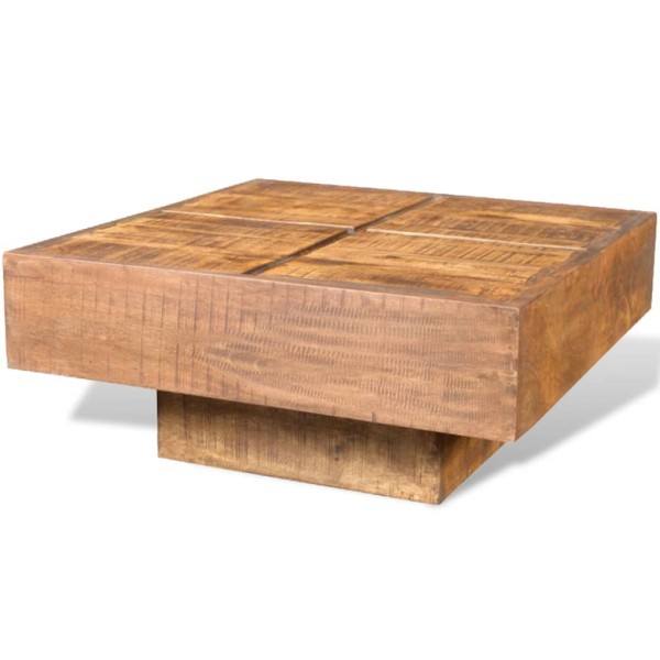 Mesa de centro cuadrada de madera de mango marrón