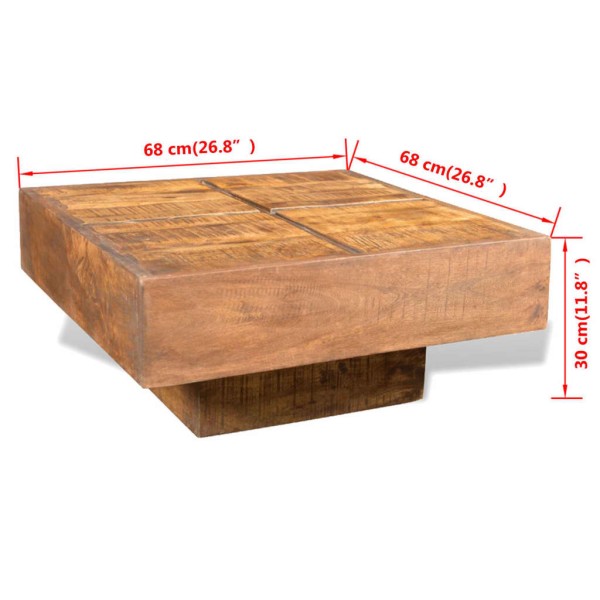 Mesa de centro cuadrada de madera de mango marrón