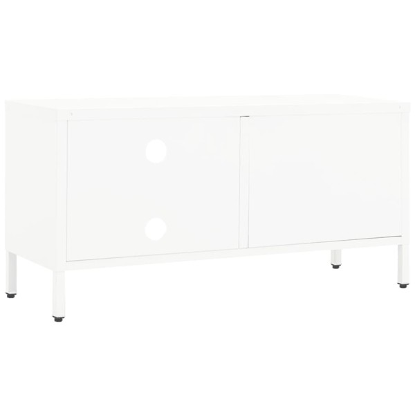 Mueble para el televisor acero y vidrio blanco 90x30x44 cm