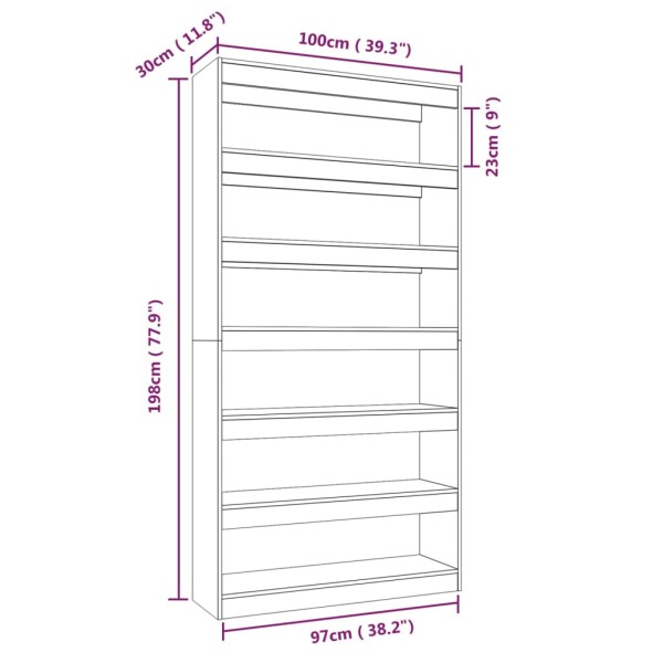 Estantería/divisor madera contrachapada blanco 100x30x198 cm