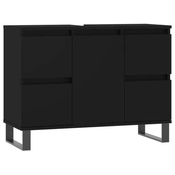 Mueble de baño madera de ingeniería negro 80x33x60 cm