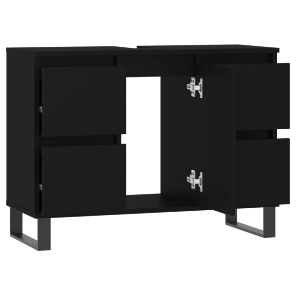 Mueble de baño madera de ingeniería negro 80x33x60 cm