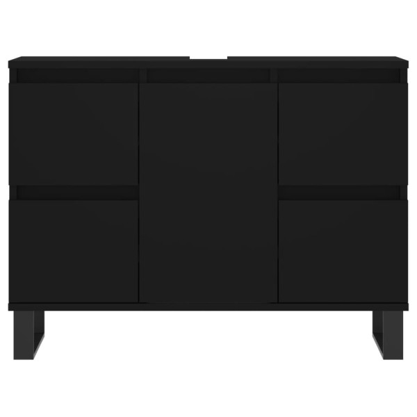 Mueble de baño madera de ingeniería negro 80x33x60 cm