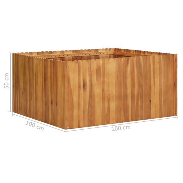 Arriate de madera maciza de acacia 100x100x50 cm