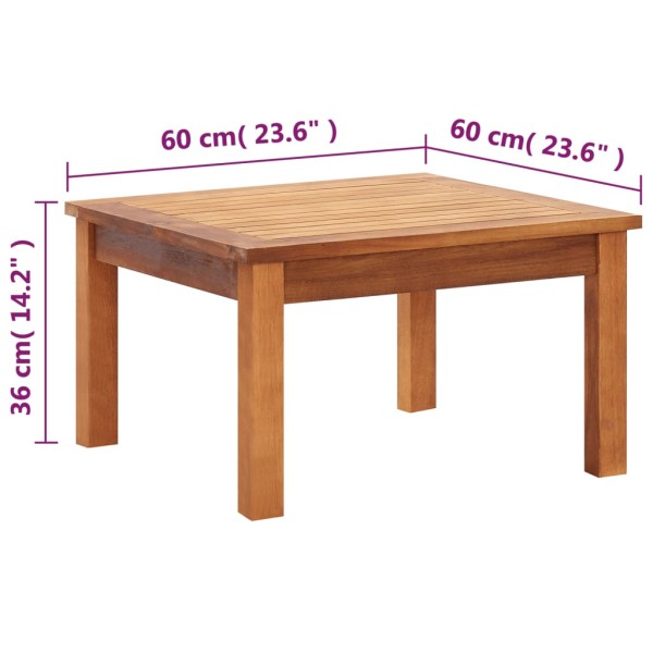 Mesa de centro de jardín madera maciza de acacia 60x60x36 cm