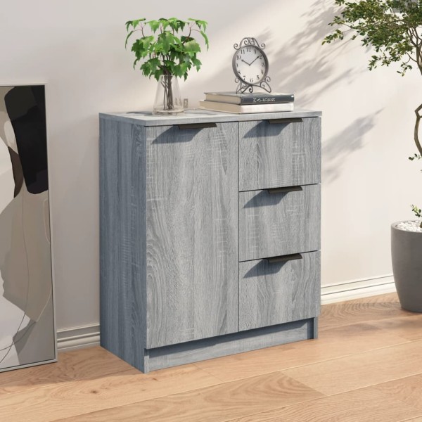 Aparador de madera contrachapada gris Sonoma 60x30x70 cm