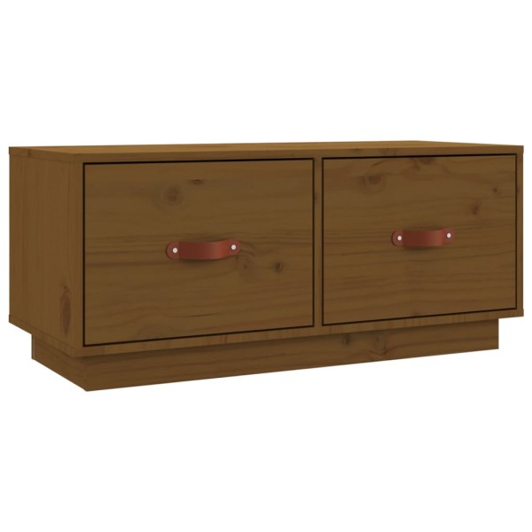 Mueble de TV madera maciza de pino marrón miel 80x34x35 cm