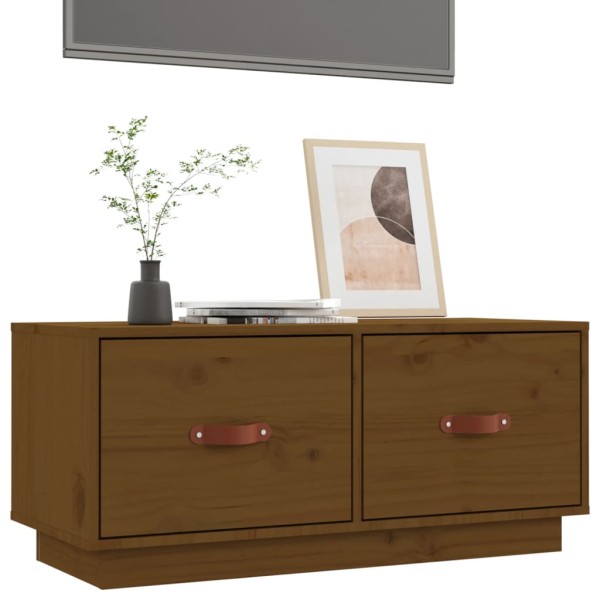 Mueble de TV madera maciza de pino marrón miel 80x34x35 cm