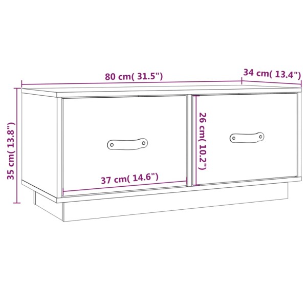 Mueble de TV madera maciza de pino marrón miel 80x34x35 cm