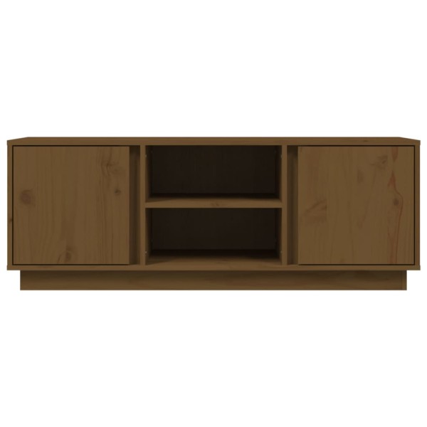 Mueble de TV madera maciza de pino marrón miel 110x35x40,5 cm