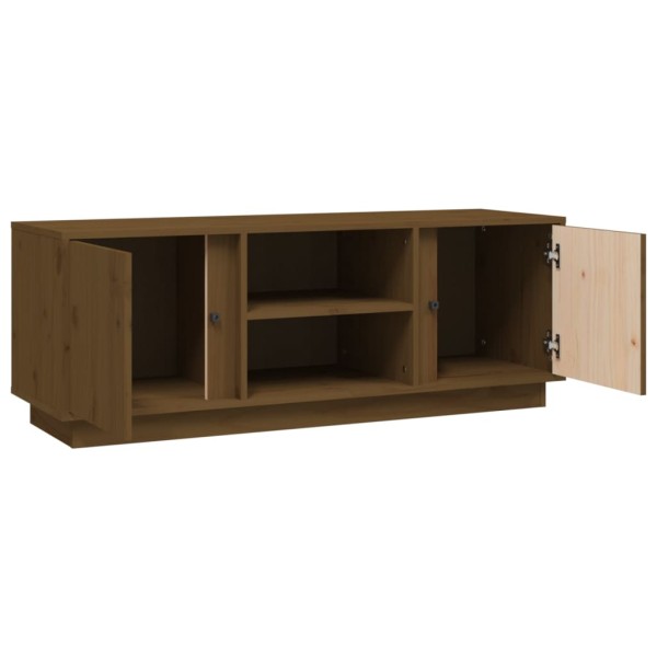 Mueble de TV madera maciza de pino marrón miel 110x35x40,5 cm