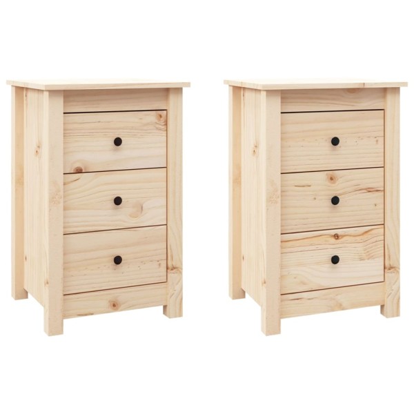 Mesitas de noche 2 uds madera maciza de pino 40x35x61,5 cm