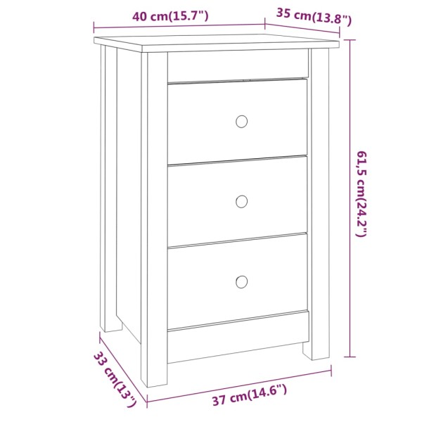 Mesitas de noche 2 uds madera maciza de pino 40x35x61,5 cm