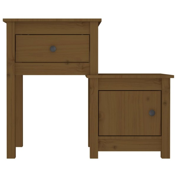 Mesita de noche madera maciza pino marrón miel 79,5x38x65,5 cm