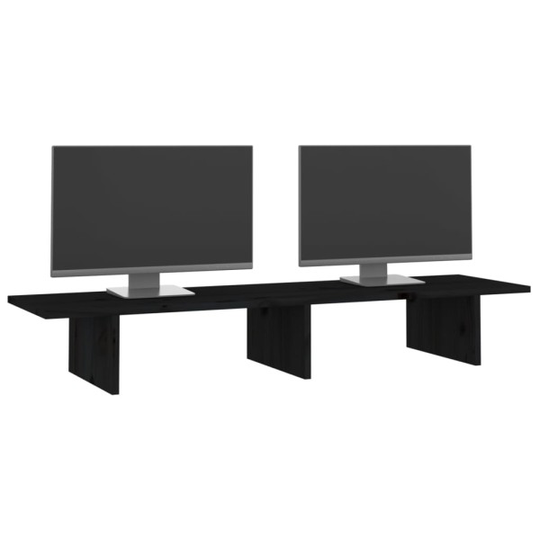 Soporte para monitor madera maciza de pino negro 100x27x15 cm