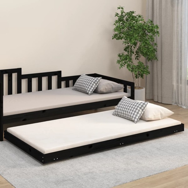 Estructura de cama madera maciza de pino negro 80x200 cm