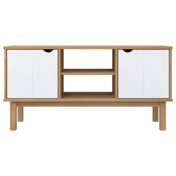 Mueble TV OTTA madera maciza pino marrón blanco 113,5x43x57 cm