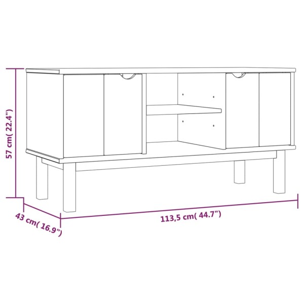 Mueble TV OTTA madera maciza pino marrón blanco 113,5x43x57 cm