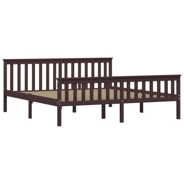 Estructura de cama madera maciza pino marrón oscuro 180x200 cm