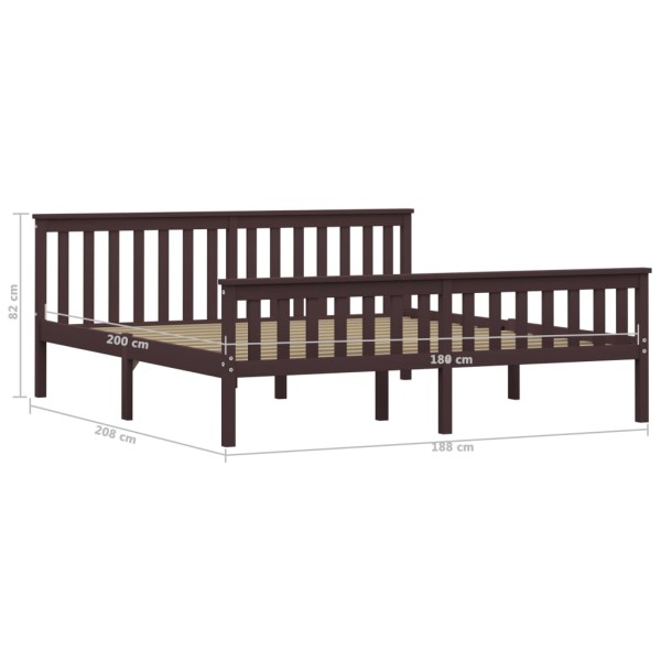 Estructura de cama madera maciza pino marrón oscuro 180x200 cm