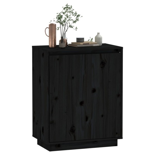 Aparador de madera maciza de pino negro 60x34x75 cm