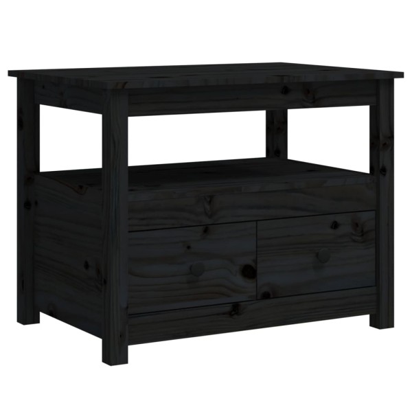 Mesa de centro de madera maciza de pino negro 71x49x55 cm