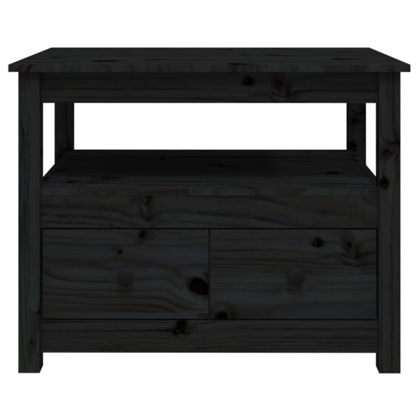 Mesa de centro de madera maciza de pino negro 71x49x55 cm