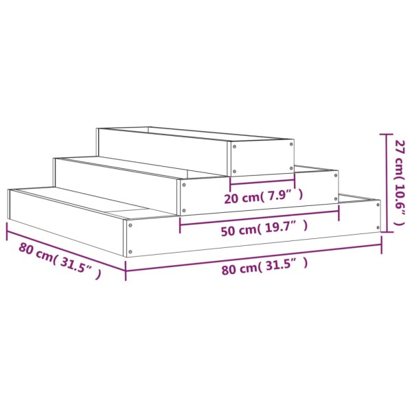 Jardinera de madera maciza de pino 80x80x27 cm