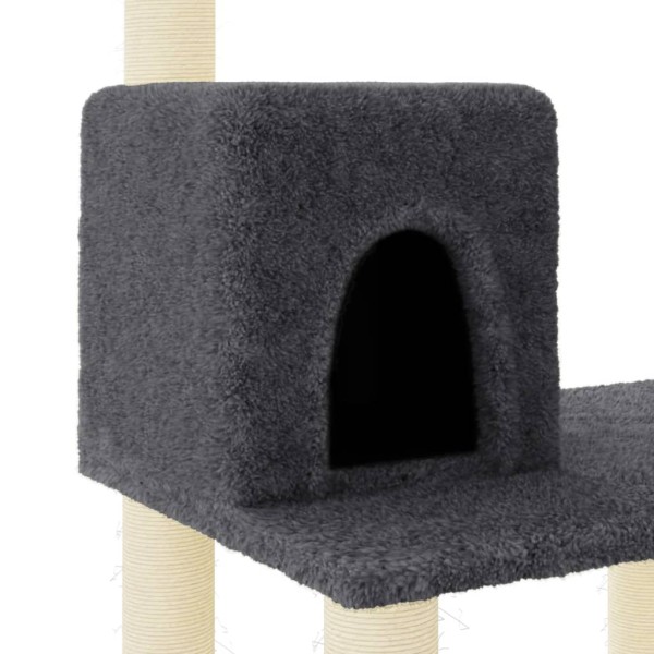 Rascador para gatos con postes de sisal gris oscuro 119 cm