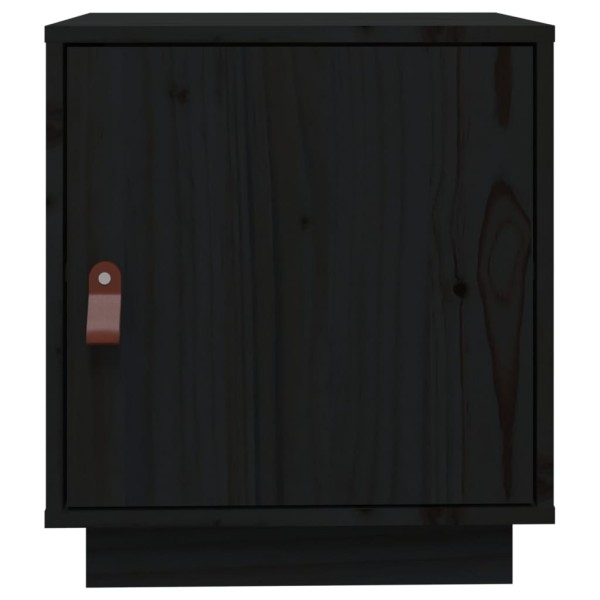 Mesita de noche madera maciza de pino negro 40x34x45 cm