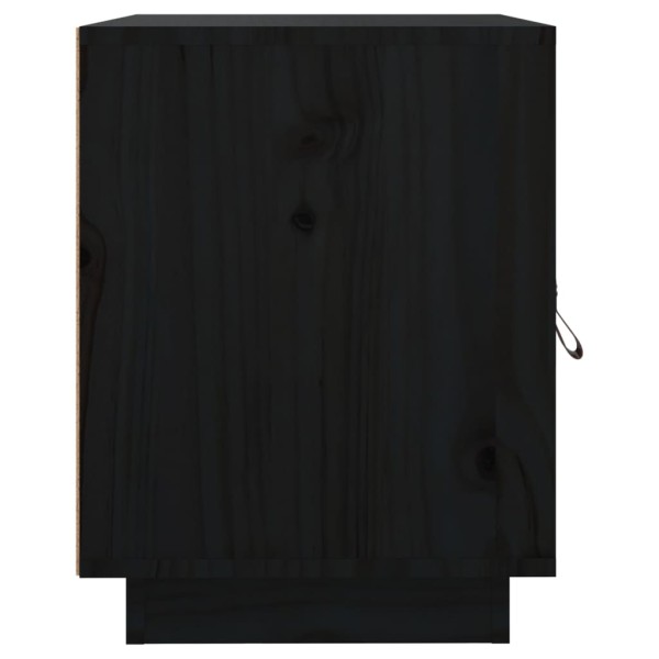 Mesita de noche madera maciza de pino negro 40x34x45 cm