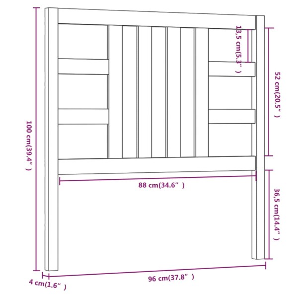 Cabecero de cama madera maciza de pino gris 96x4x100 cm