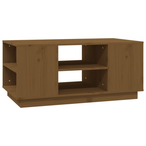 Mesa de centro madera maciza de pino marrón miel 90x49x40,5 cm