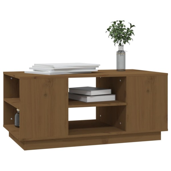 Mesa de centro madera maciza de pino marrón miel 90x49x40,5 cm