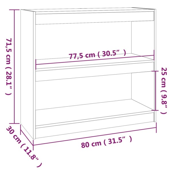 Estantería/divisor de espacios madera pino negro 80x30x71,5 cm