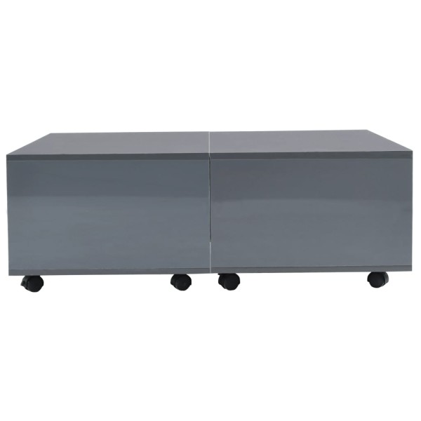 Mesa de centro gris brillo 100x100x35 cm