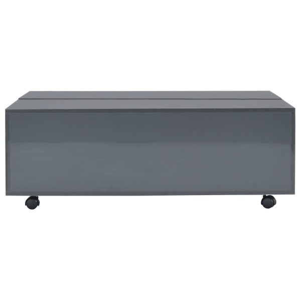 Mesa de centro gris brillo 100x100x35 cm