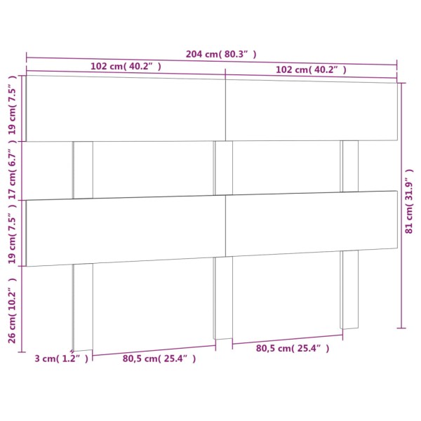 Cabecero de cama madera maciza de pino gris 204x3x81 cm