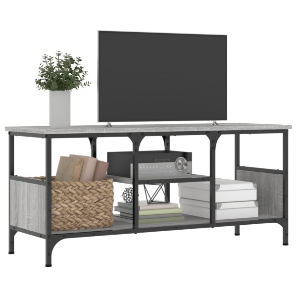 Mueble TV hierro y madera contrachapada gris Sonoma 100x35x45cm