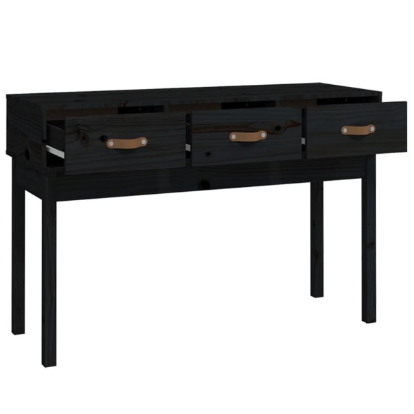 Mesa consola madera maciza de pino negro 114x40x75 cm